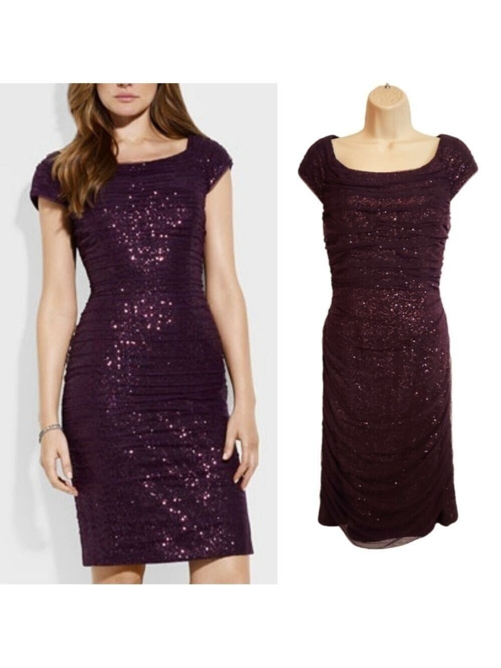 Lauren Ralph Lauren Dress Off Shoulder Plum Size 10 - Picture 1 of 12